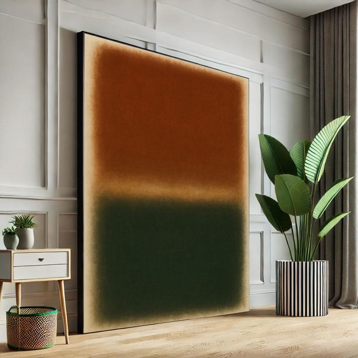 Mark Rothko Inspired Copper And Forest Green Abstract Art Poster