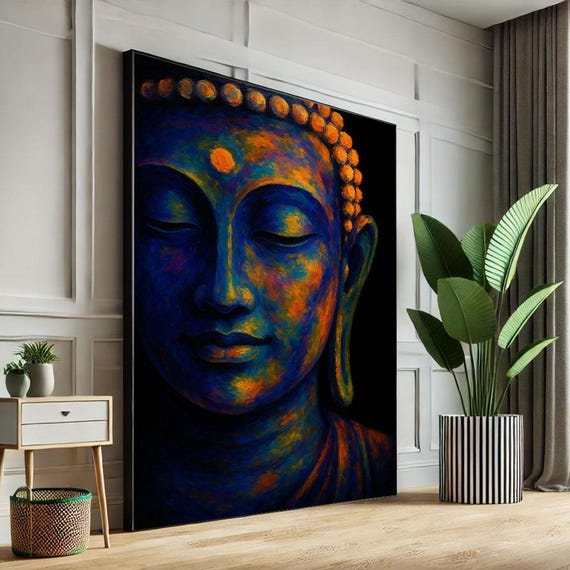 Calming Buddha Meditation Canvas Wall Art Print Vibrant Living Room Decor Statement Piece