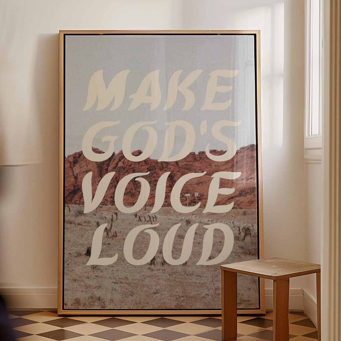 Make Gods Voice Loud Christian Red Rock Desert Landscape Poster