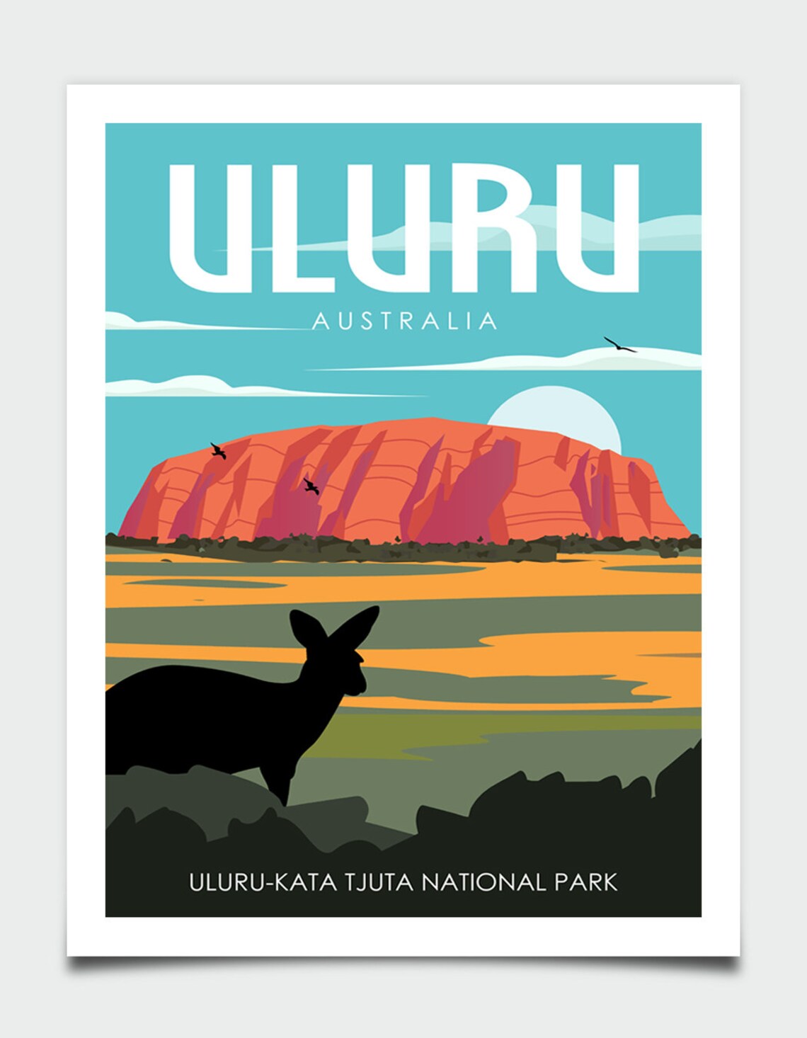 Uluru Retro Travel Poster, Australia Wall Art - Image 4
