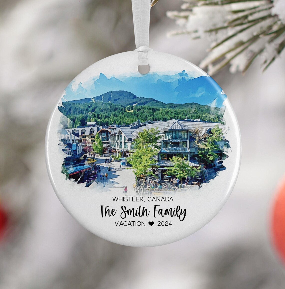 Custom Whistler Canada Ornament Watercolor Travel Poster