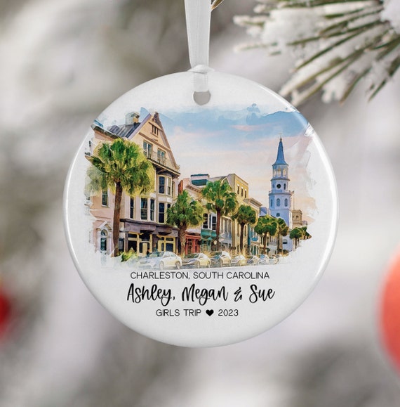 Charleston South Carolina Ornament, Watercolor Travel Poster