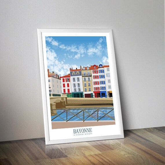 Poster Illustration Of Bayonne I Basque Country Southwest