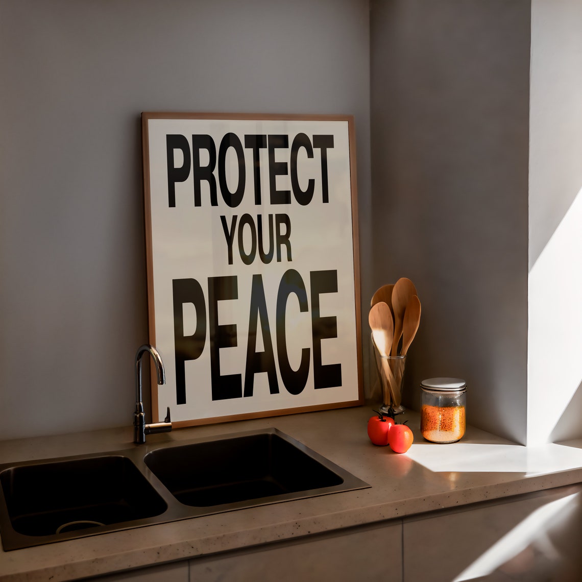Protect Your Peace Bold Black Typography Motivational Poster - Image 4