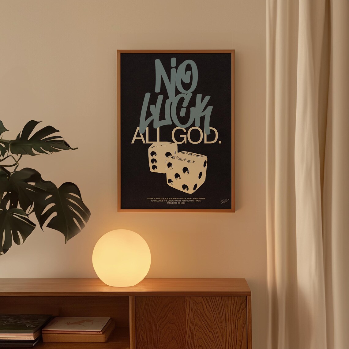 No Luck All God Dice Street Style Graffiti Faith Typography Poster - Image 2