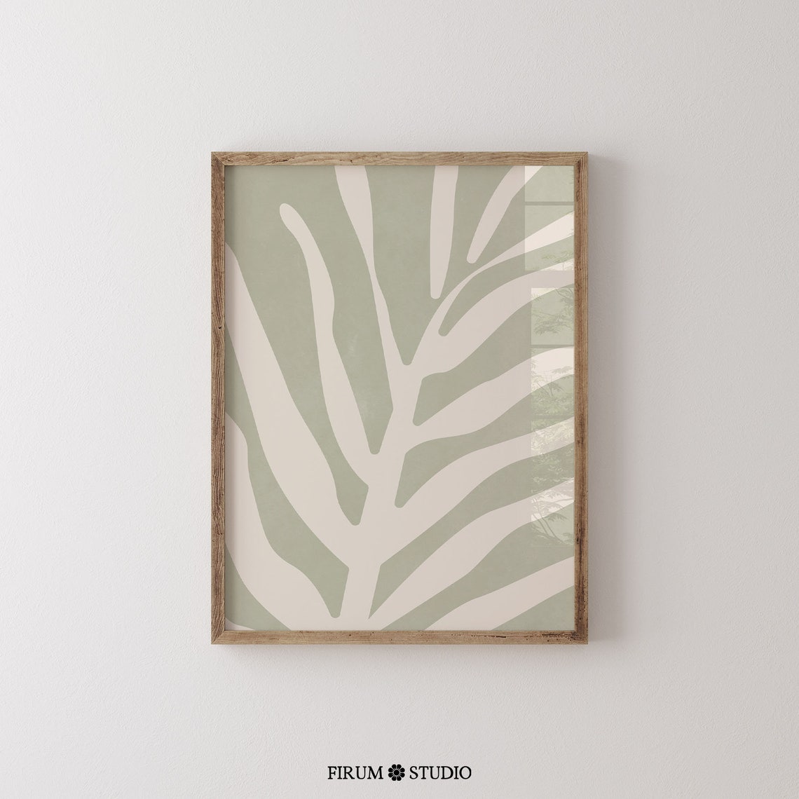Muted Sage Green Abstract Botanical Leaf Minimalist Wall Poster - Image 2