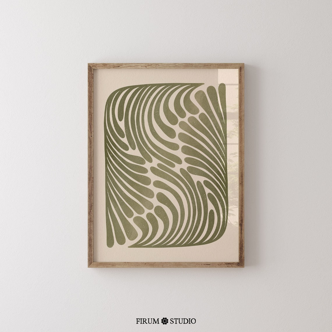 Muted Green Abstract Line Swirl Mid Century Modern Organic Art Print