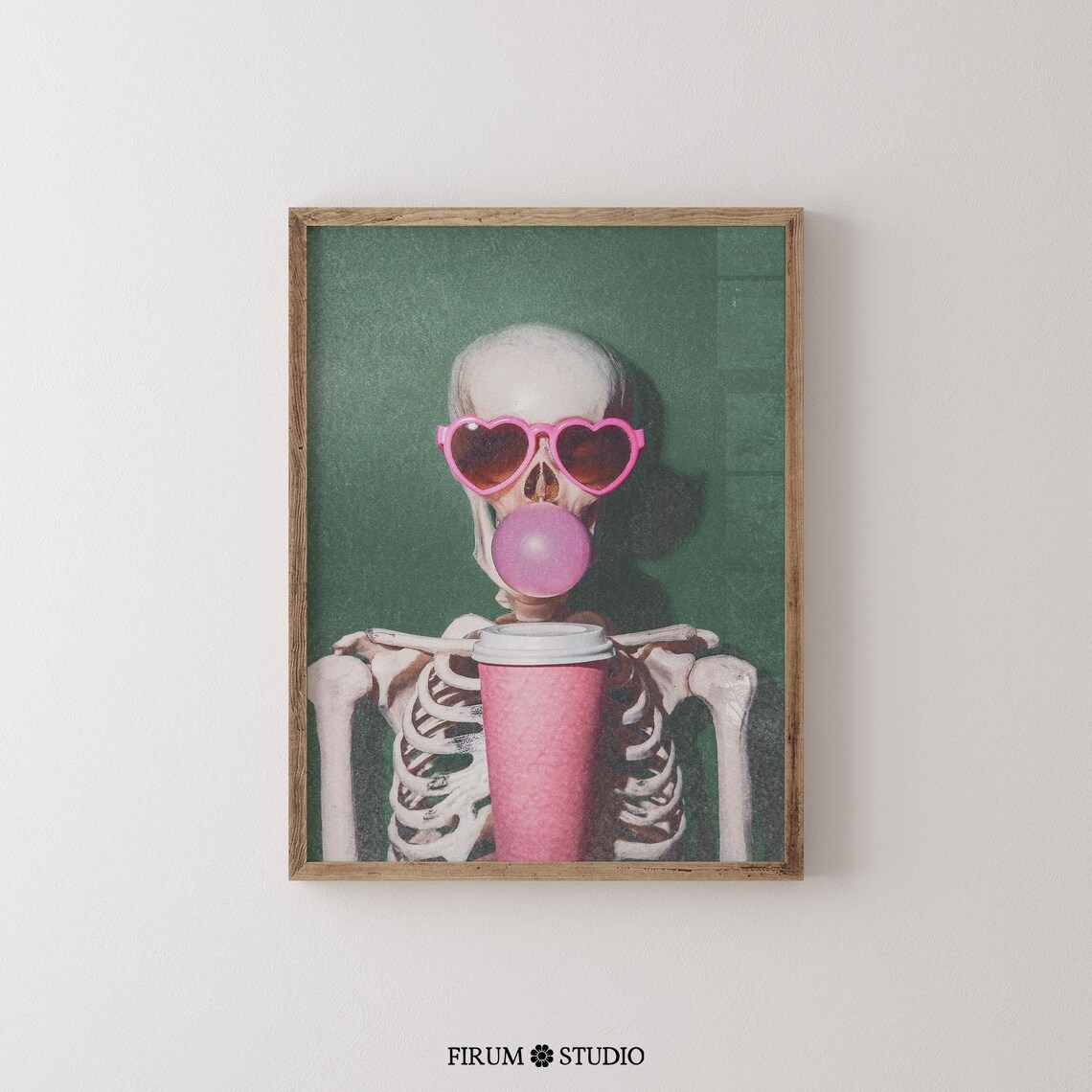 Vintage Skeleton Coffee Retro Halloween Art Print - Image 2