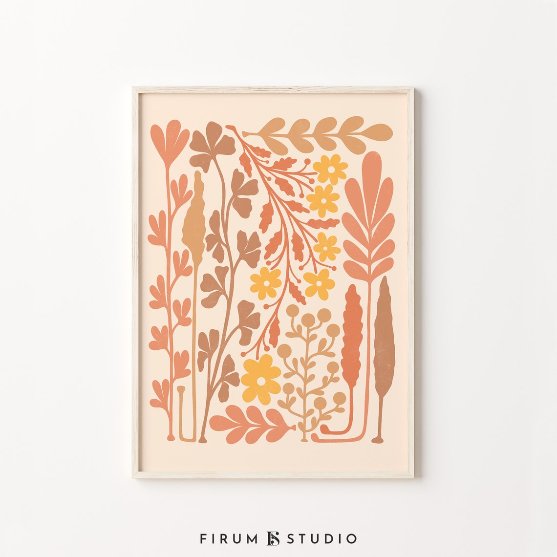 Warm Wildflower Meadow Earth Tone Botanical Boho Floral Poster