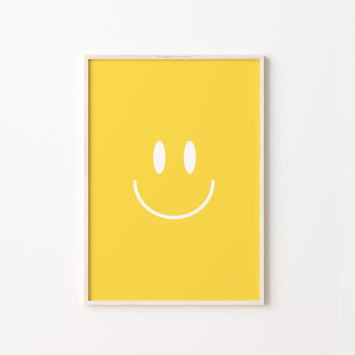 Bright Yellow Smiley Face Minimalist Retro Happy Decor Poster