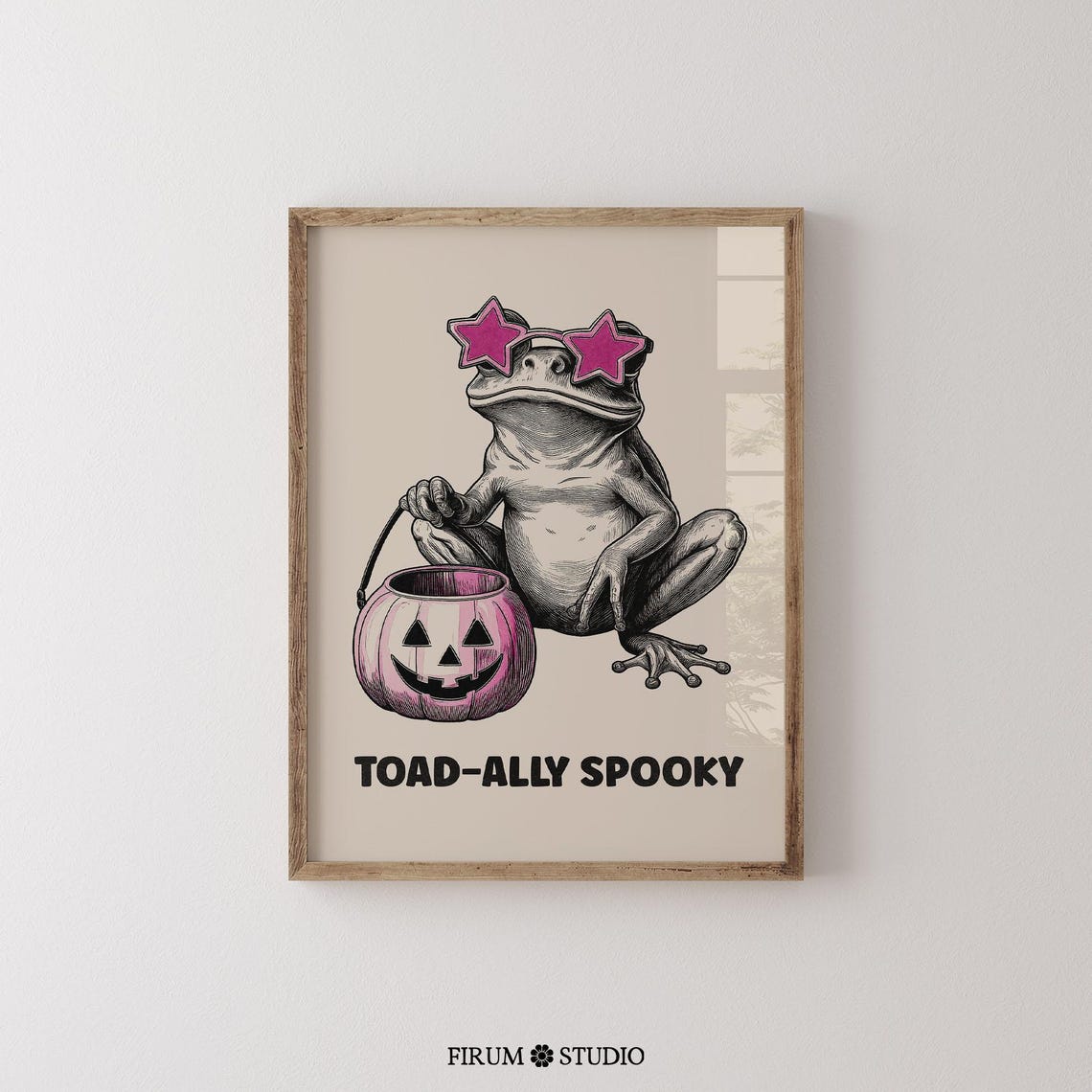Toad-ally Spooky Cute Frog Halloween Pumpkin Bucket Art Poster - Image 2