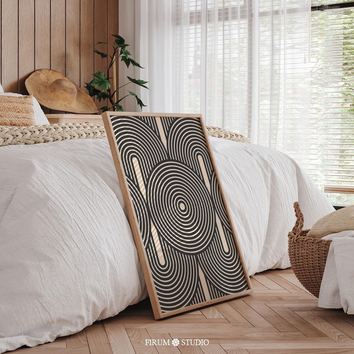 Beige Art Deco Arches and Concentric Circles Geometric Poster - Image 2