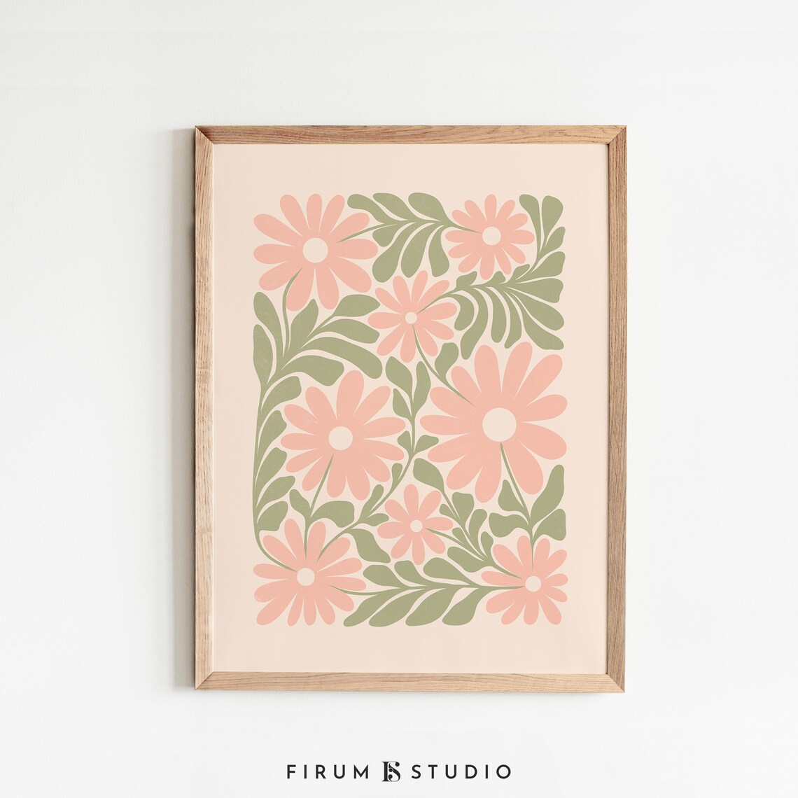 Daisies Floral Illustration, Japandi Style Art Print