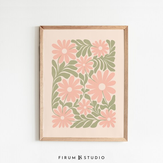 Daisies Floral Illustration, Japandi Style Art Print