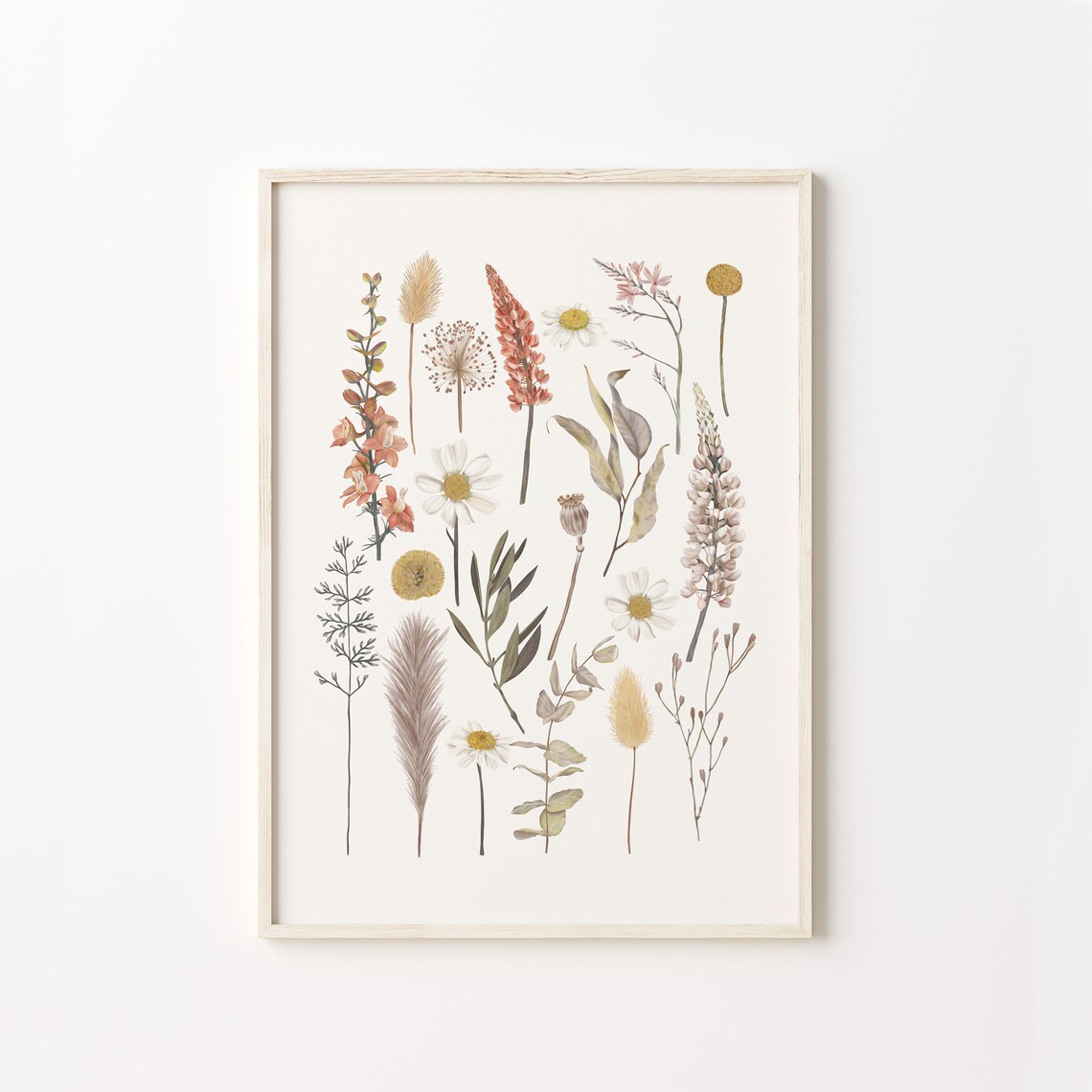 Flowers Boho Botanical Art Print, Neutral Decor - Image 2