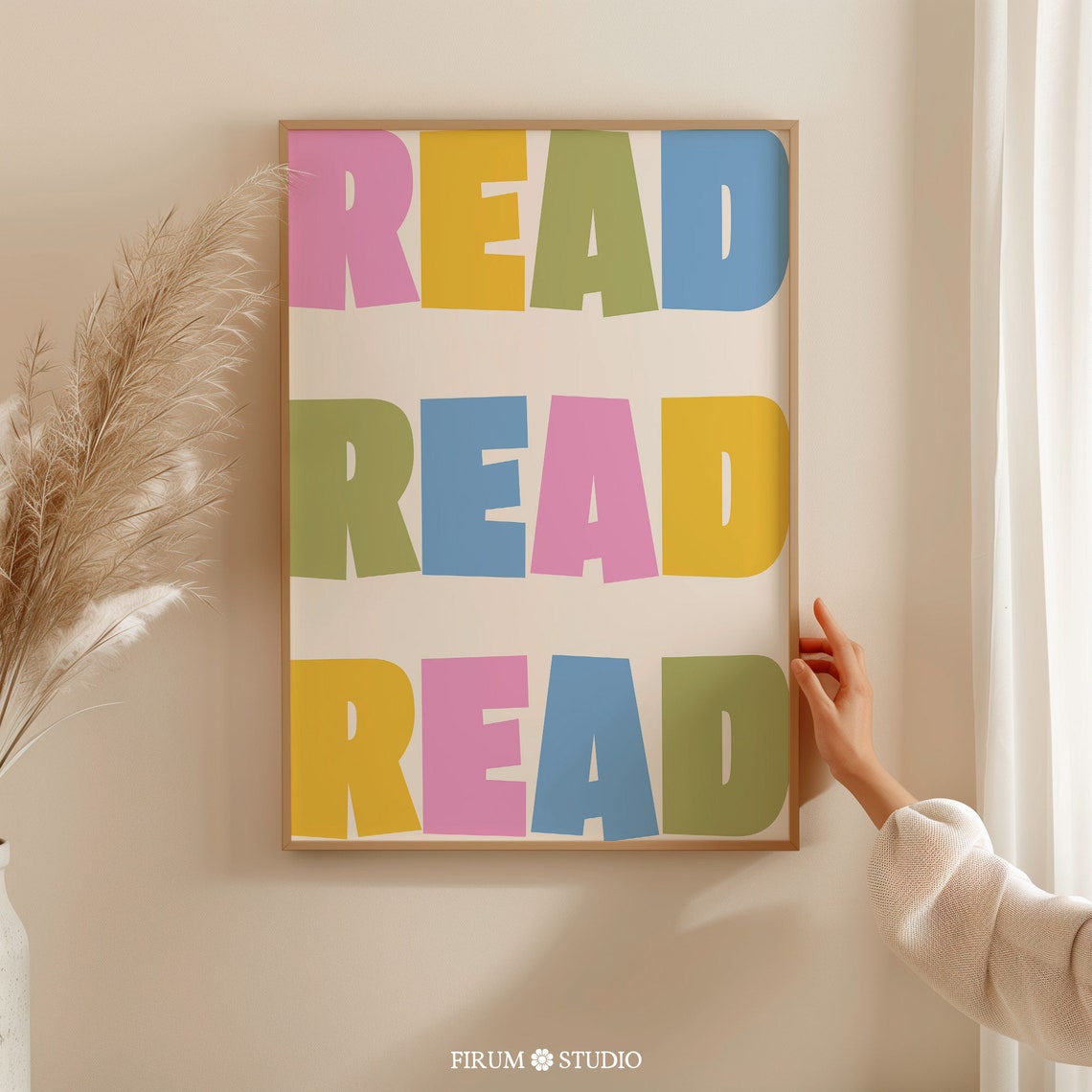 Read Read Read Pastel Block Letters Colorful Typography Wall Art