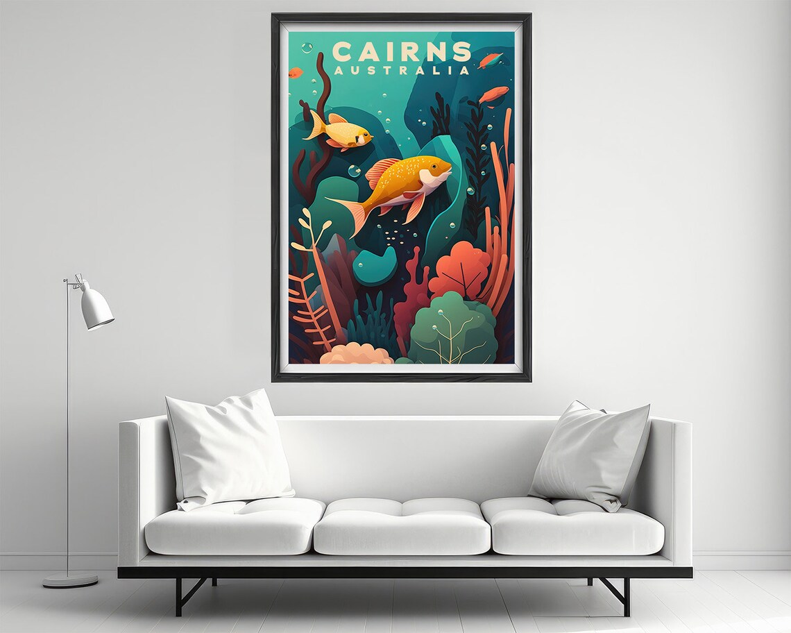 Cairns Australia Great Barrier Reef Coral Fish Travel Poster - Image 3