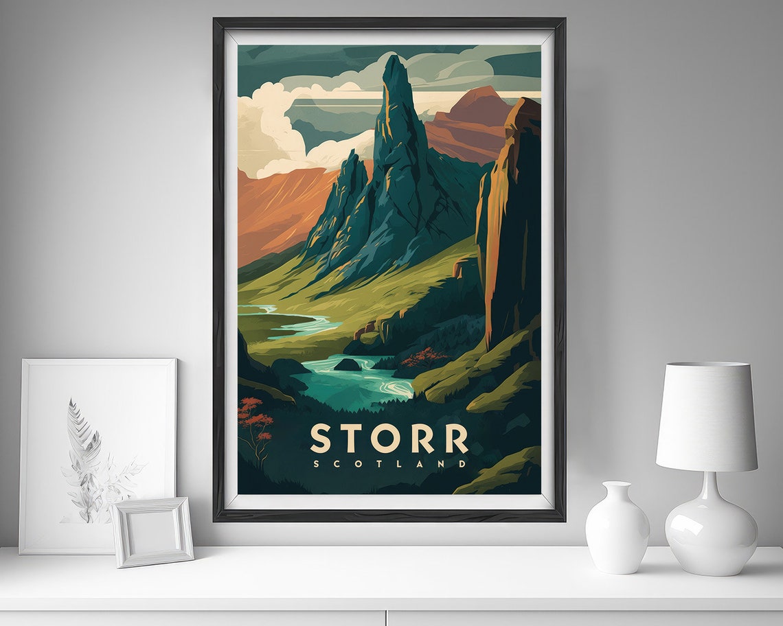 Isle Of Skye Scotland Travel Poster Isle Of Skye Wall Art Print Scotland Painting Scotland Illustration Old Man Storr Watercolor - Image 4