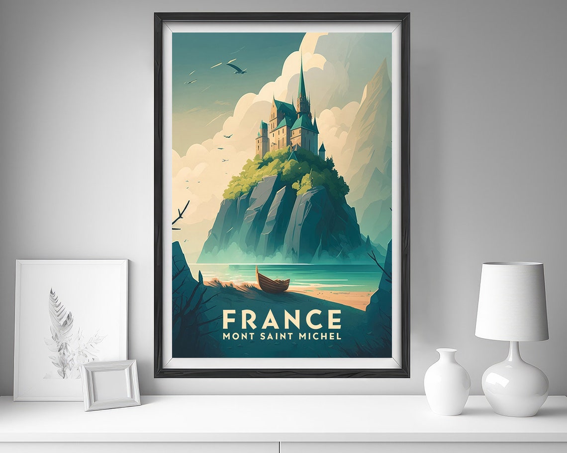 France Mont Saint Michel Travel Poster France Wall Art Print France Painting France Illustration Art France Watercolor Home Decor - Image 4