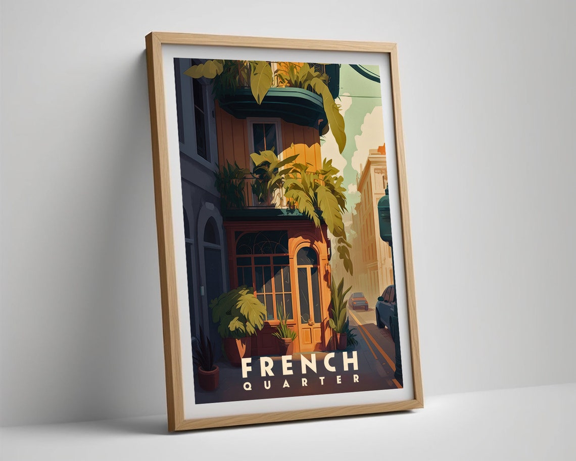 French Quarter New Orleans Travel Poster French Quarter Wall Art Print New Orleans Painting Illustration New Orleans Watercolor - Image 5