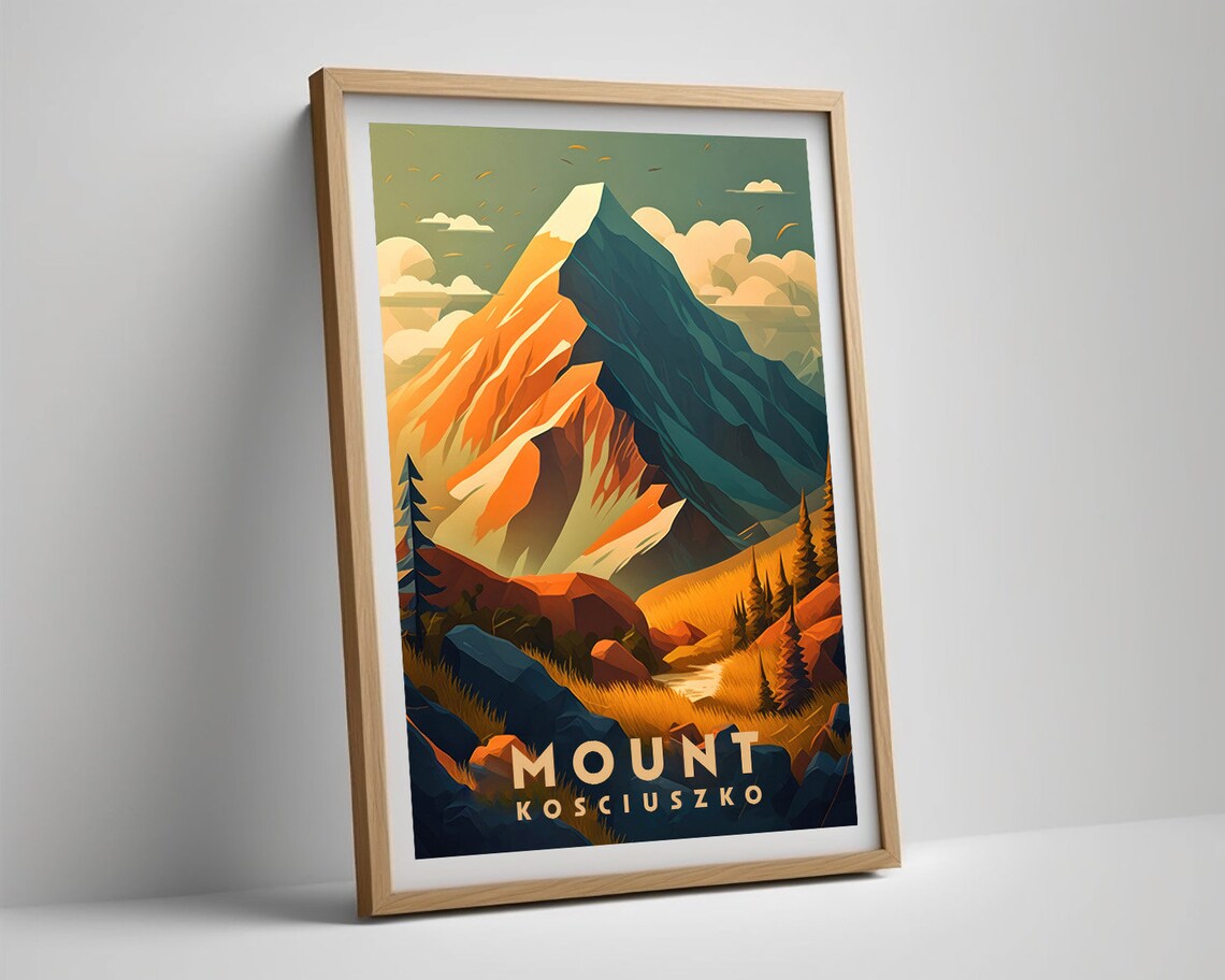 Mount Kosciuszko Australia Snow Capped Peak Vintage Travel Poster - Image 5