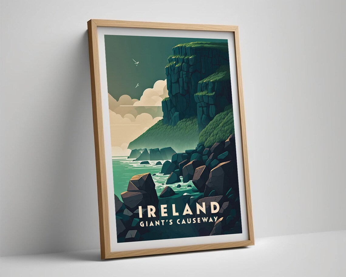 Ireland Giants Causeway Watercolor Travel Poster - Image 4