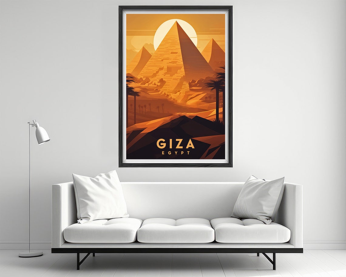 Egypt Giza Travel Poster Egypt Giza Wall Art Print Egypt Giza Painting Egypt Giza Illustration Egypt Giza Watercolor Decor - Image 2