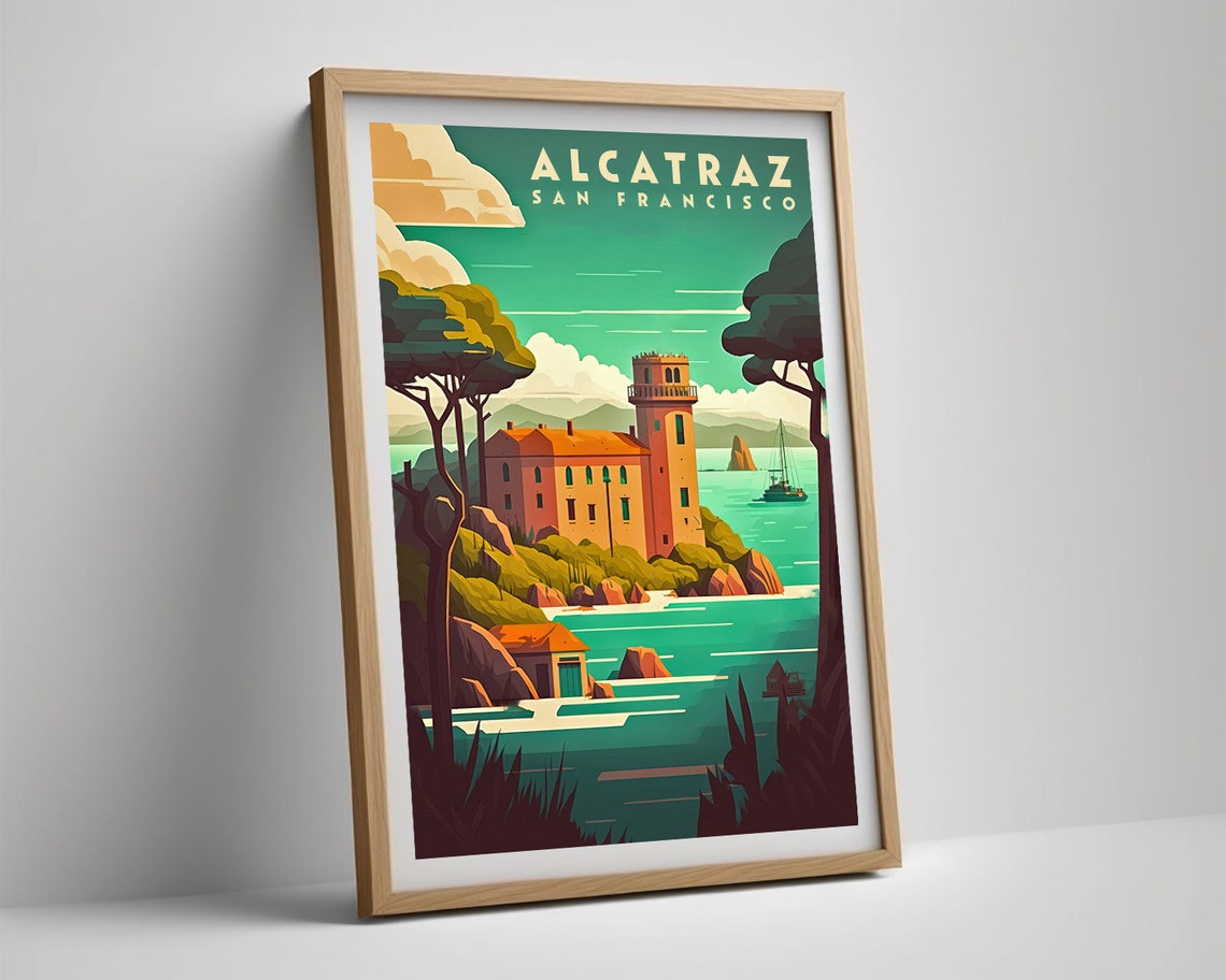 Alcatraz San Francisco Island Landmark Vintage Travel Poster - Image 5