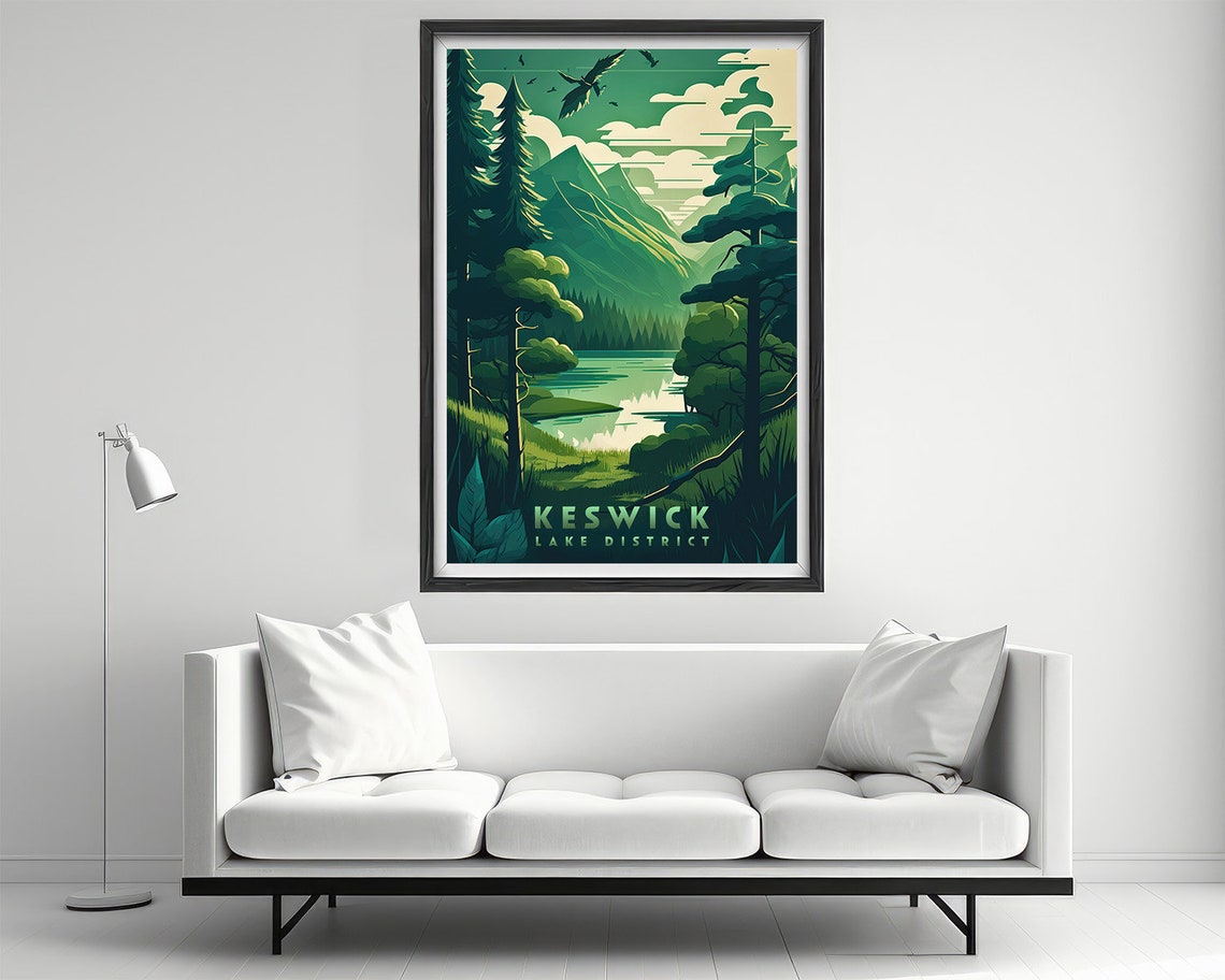 Keswick Travel Poster Keswick Print Keswick Wall Art Print Keswick Lake District Keswick Painting Keswick Illustration Keswick Watercolor - Image 2