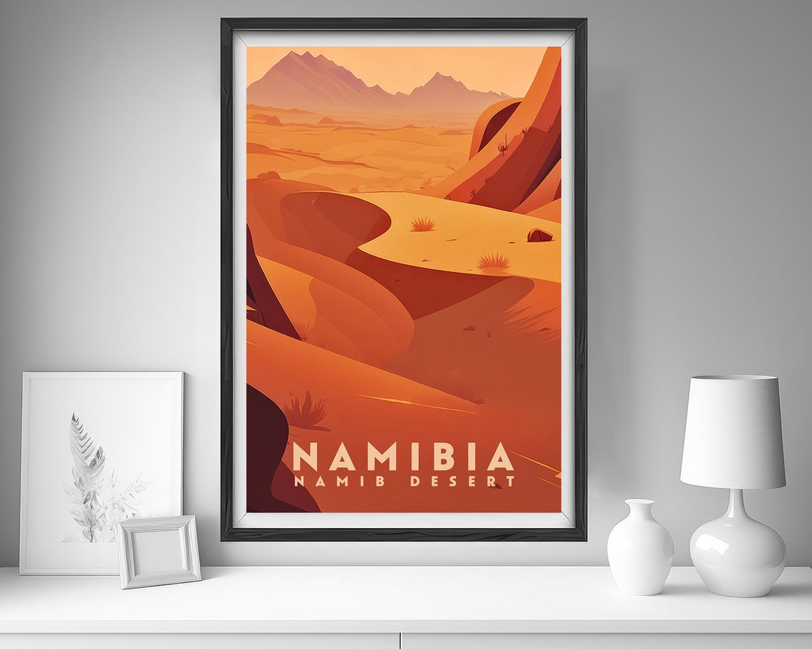 Namibia Namib Desert Vintage Travel Poster Sunset Dunes Artwork - Image 4