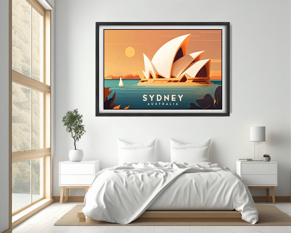 Sydney Australia Opera House Harbor Sunset Vintage Travel Poster - Image 4