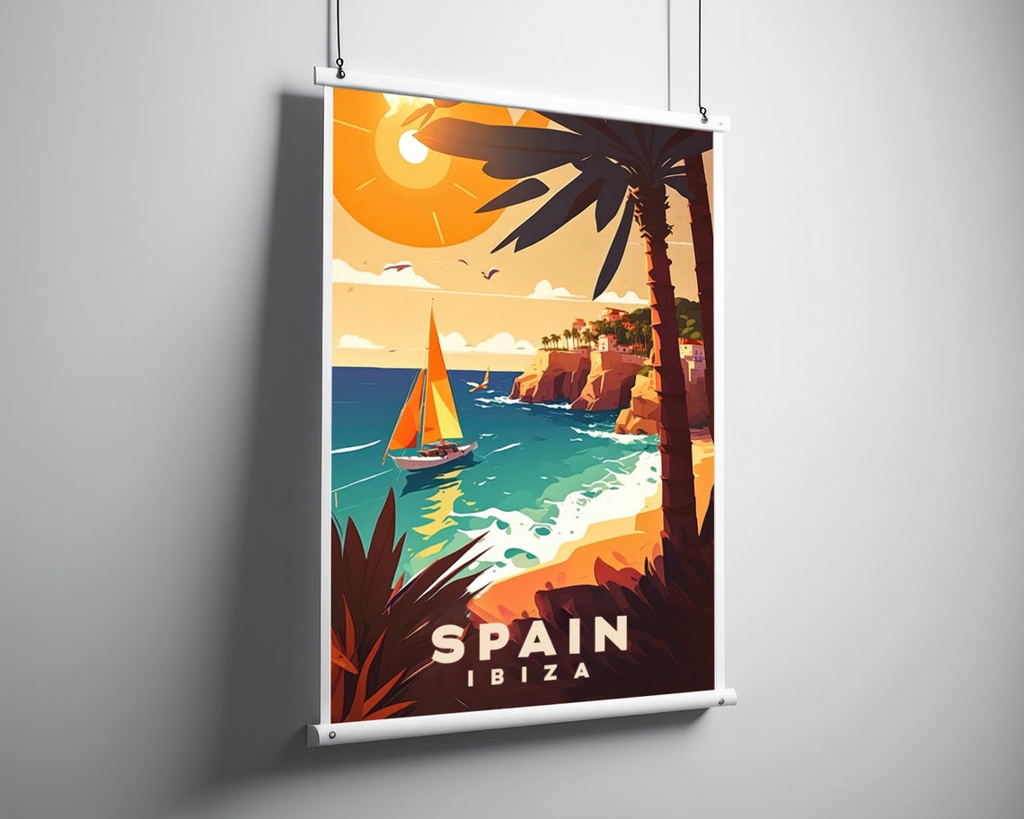 Ibiza Spain Travel Poster Ibiza Spain Wall Art Print Ibiza Spain Painting Ibiza Spain Illustration Ibiza Spain Watercolor Decor - Image 3