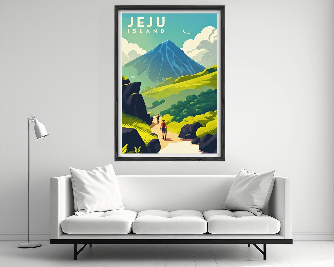 Jeju Island Korea Volcano Mountain Hiking Trail Scenic Travel Poster - Image 2