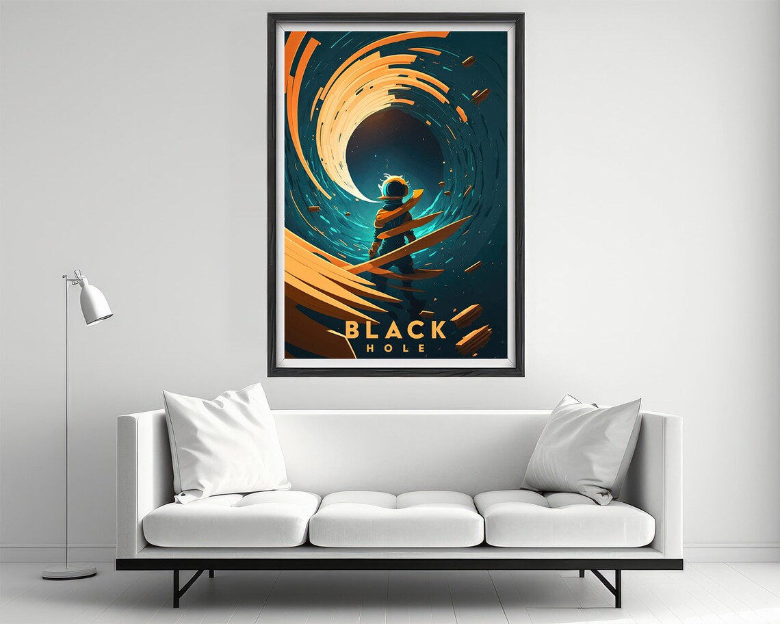 Black Hole Astronaut Cosmic Swirl Deep Space Galaxy Art Travel Poster - Image 2
