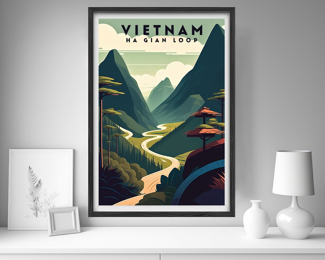 Vietnam Ha Giang Loop Mountain Road Minimalist Travel Poster - Image 4