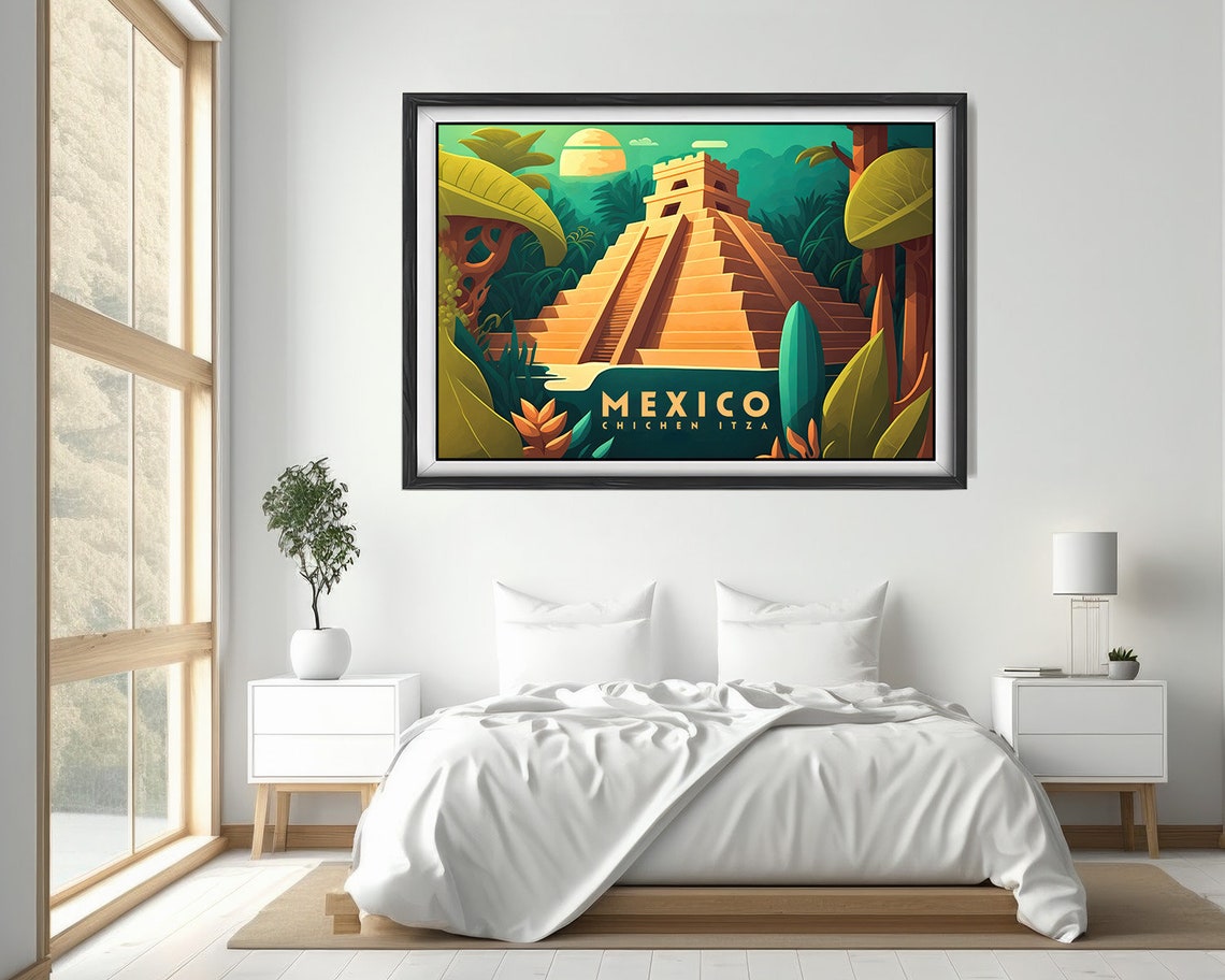 Chichen Itza Mexico Mayan Pyramid Jungle Ancient Travel Poster - Image 4