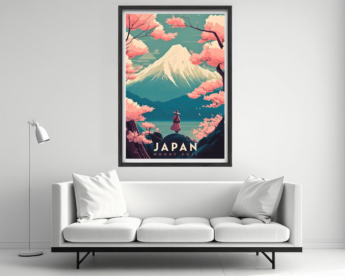 Mount Fuji Japan Travel Poster Japan Wall Art Print Mt Fuji Japan Painting Mt Fuji Japan Illustration Japan Watercolor Home Decor - Image 2