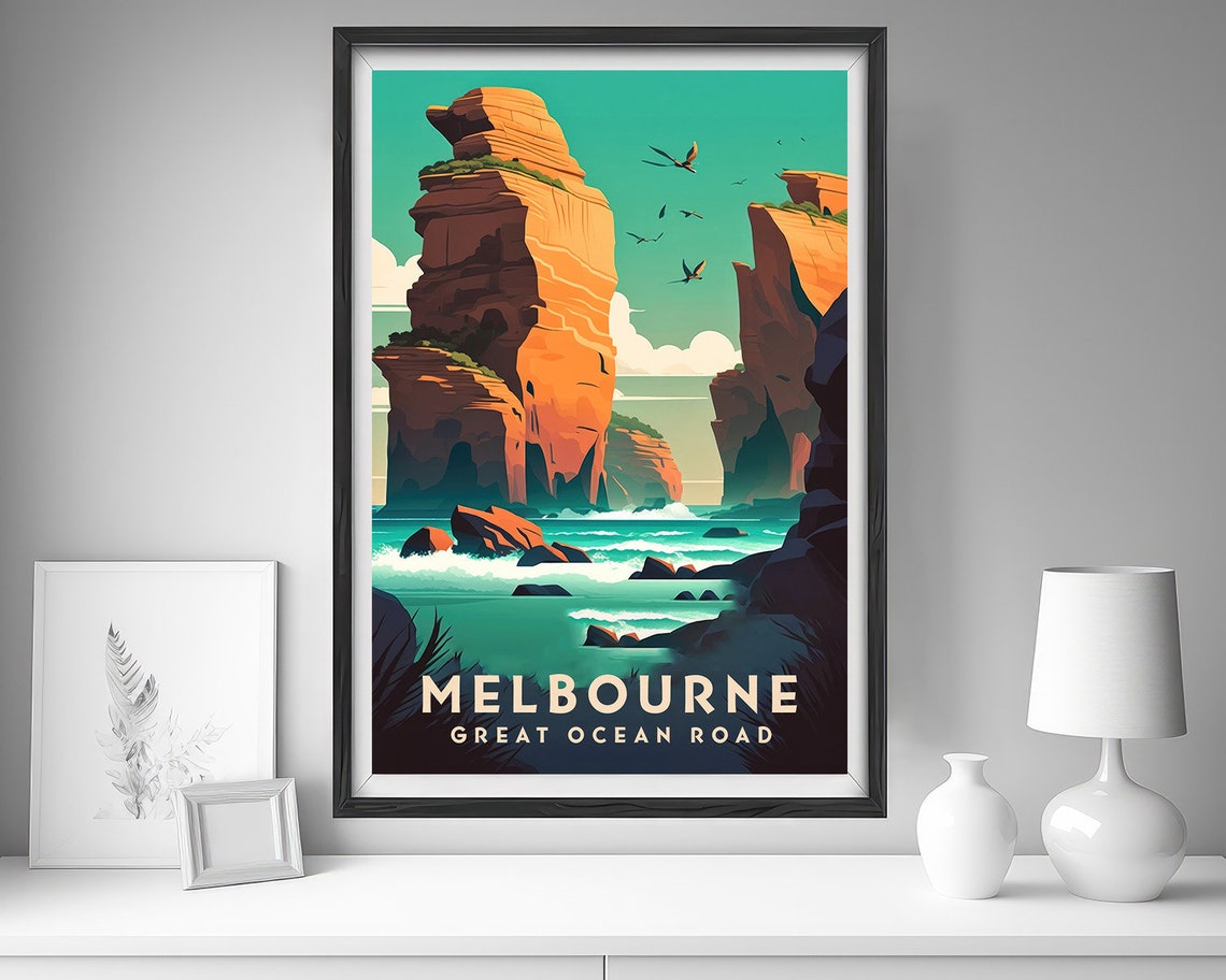 Melbourne Great Ocean Road Sea Stacks Cliffs Vintage Travel Poster - Image 4