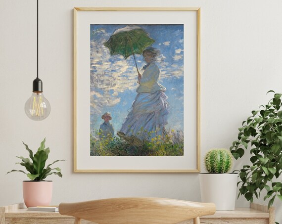Monet Woman With A Parasol Impressionist Meadow Painting Poster