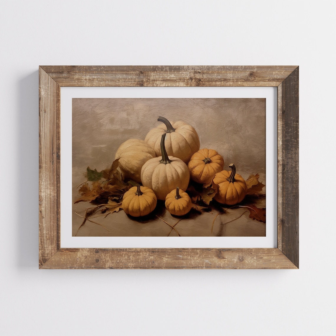 Neutral Pumpkins Cream Orange Vintage Fall Still Life Poster - Image 3