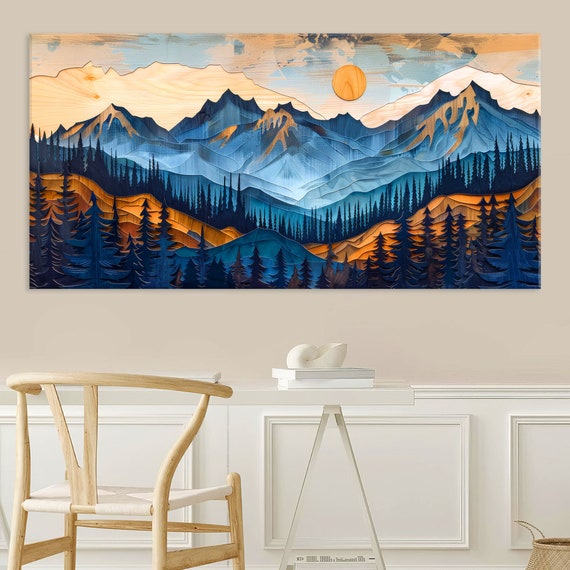 Abstract Mountain Wall Art Living Room Decor Wall Art Texture Print Extra Large Wall Art