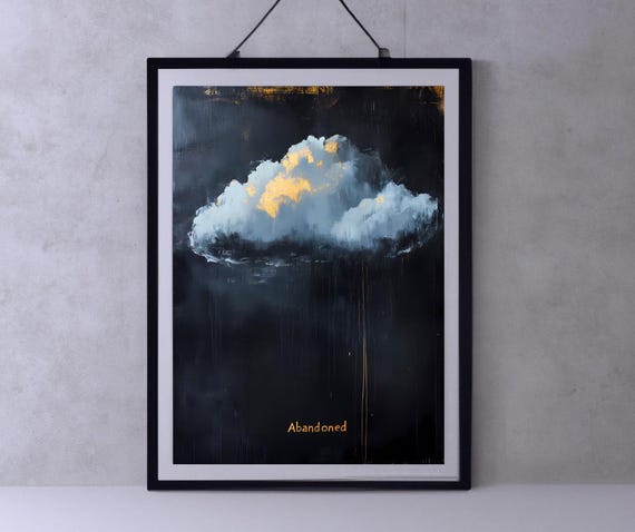 Dark Moody Cloud Print Dark Academia Decor Romantic Cottagecore Vintage Style Oil Painting Gothic Home Decor Above Bed Wall Art