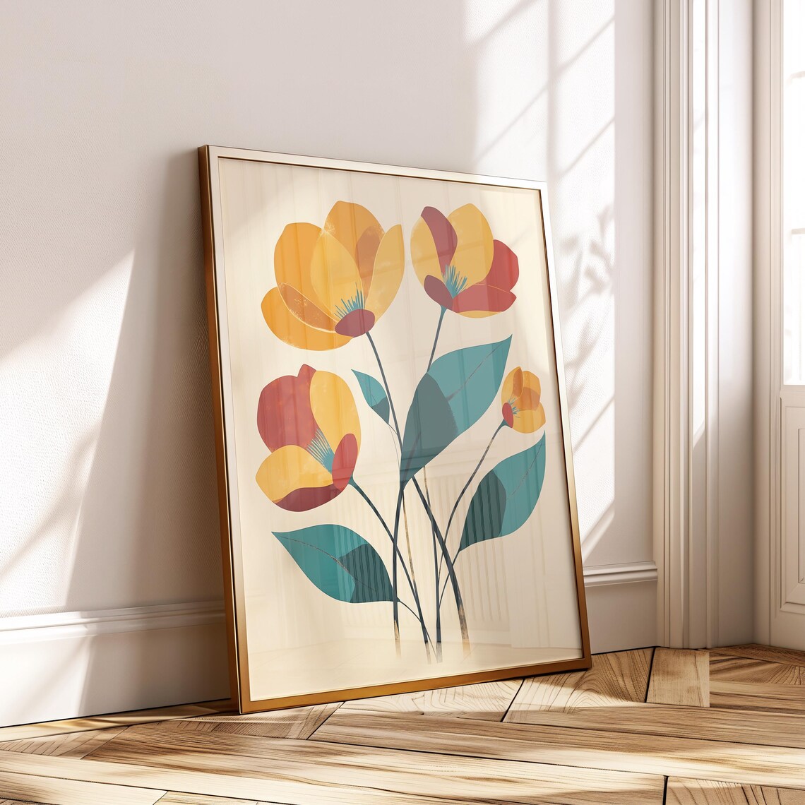 Modern Bold Floral Print Graphic Botanical Wall Art Colorful Poster