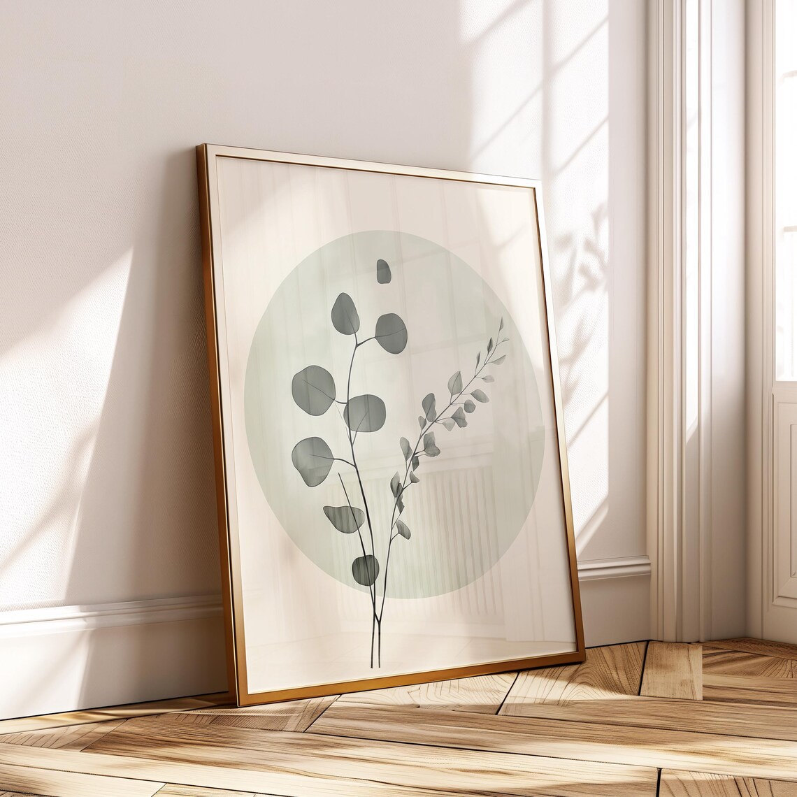 Sage Green Botanical Print Minimalist Wall Art Poster For Boho Home Decor