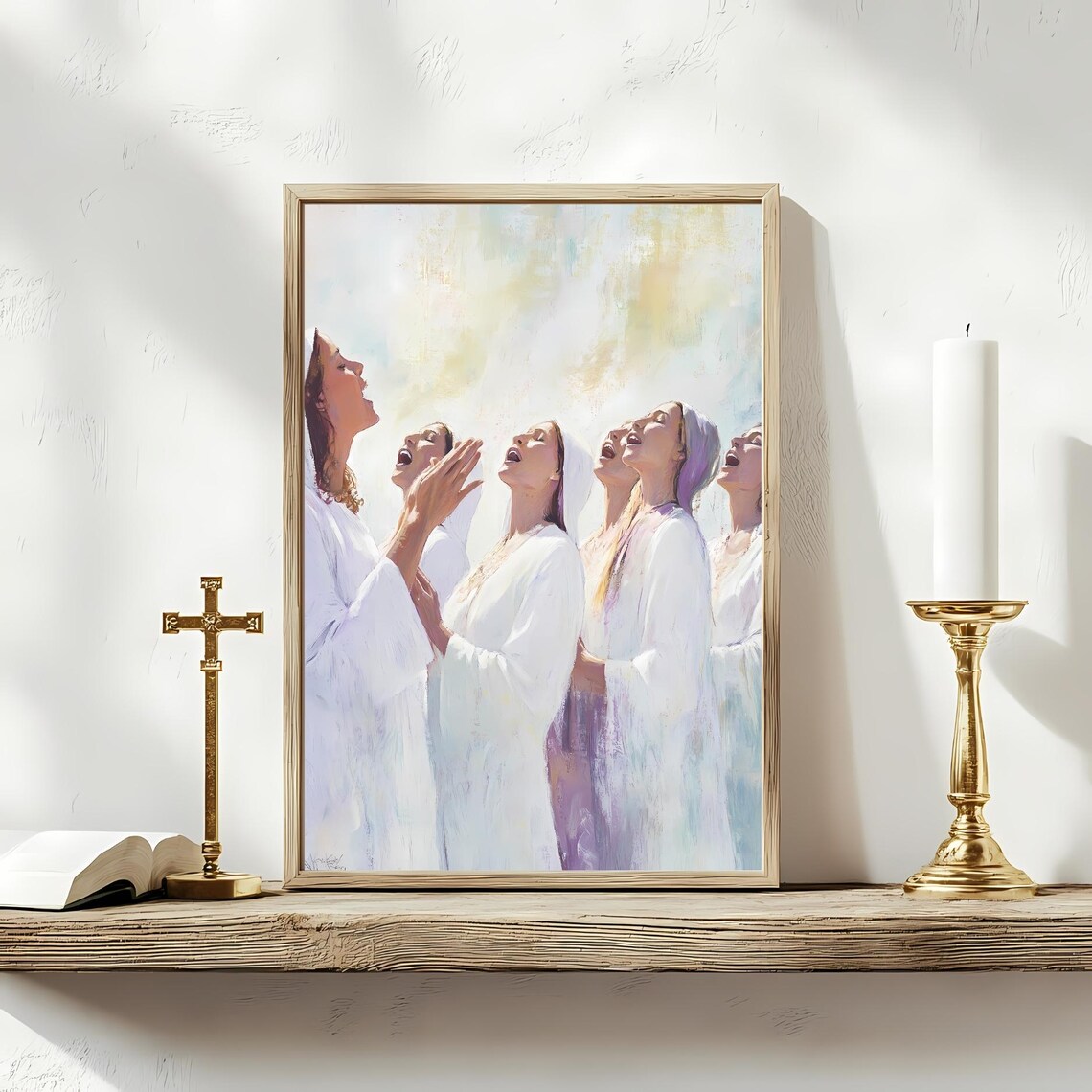 Christian Women Worship Spiritual Sisterhood Raised Hands Faith Art Poster