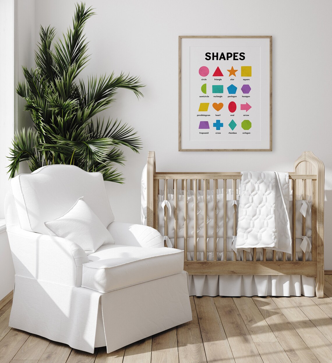 Rainbow Geometric Shapes Nursery Classroom Art Print - Image 3