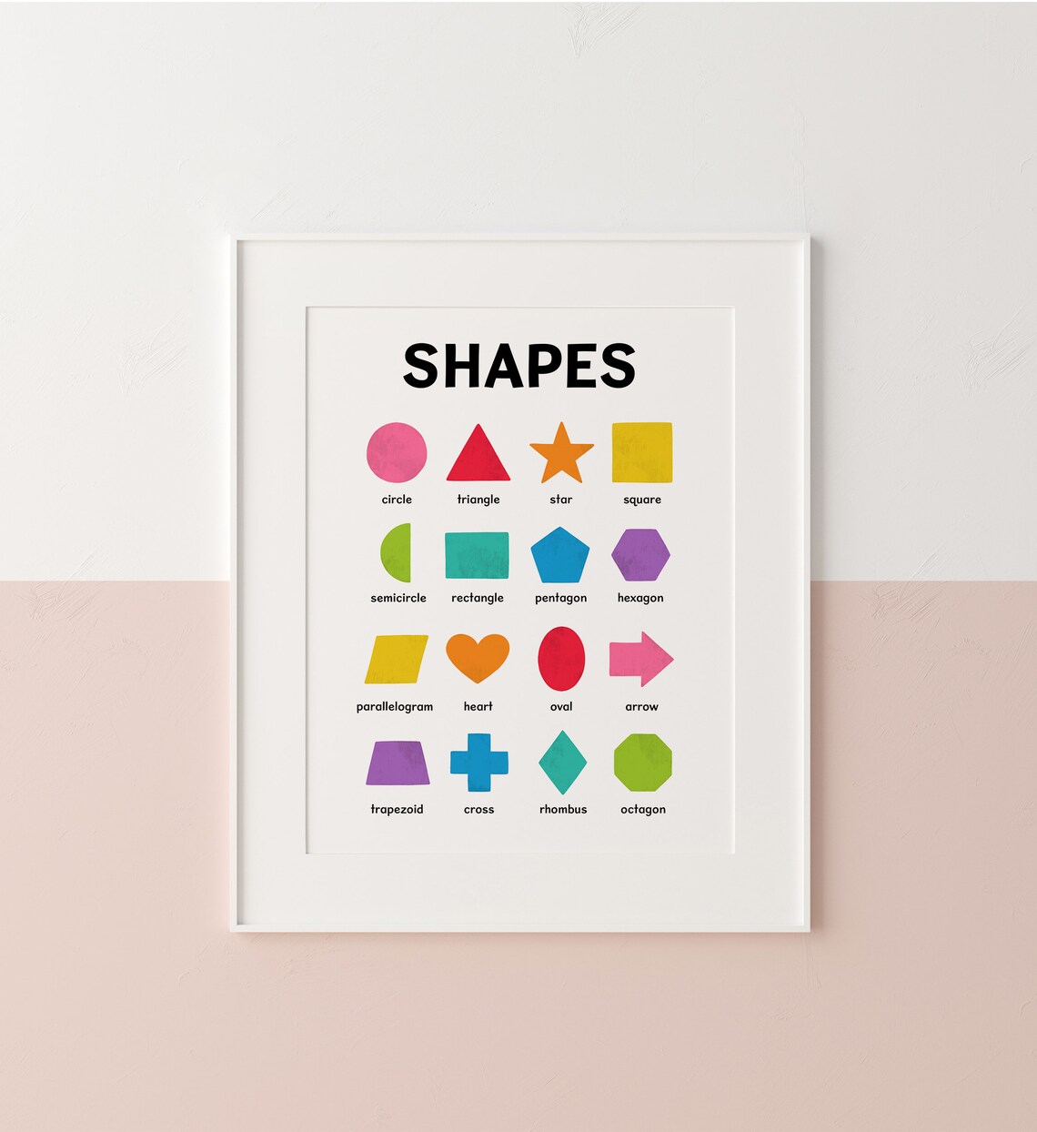 Rainbow Geometric Shapes Nursery Classroom Art Print - Image 4