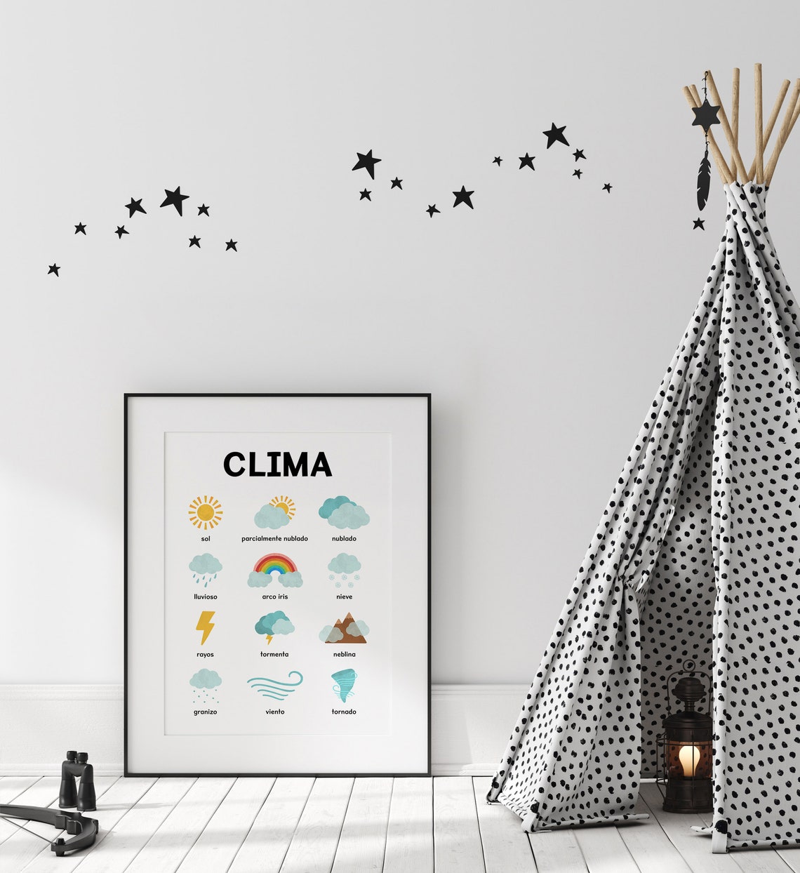 Clima Spanish Weather Chart Kids Educational Nursery Learning Poster - Image 2