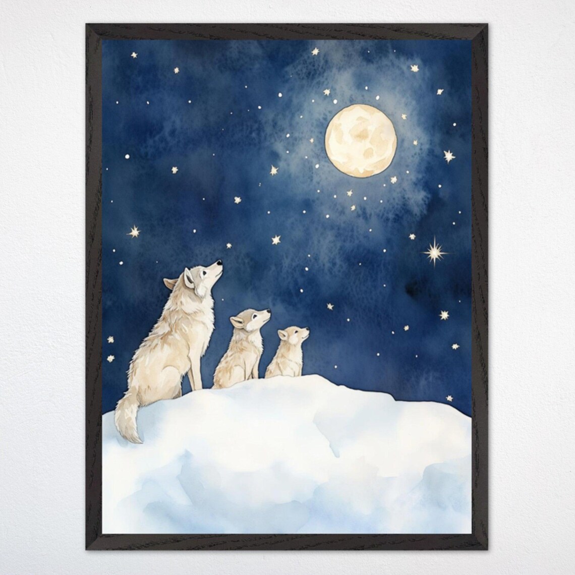 Arctic Wolf Moon Poster, Kids Room Nursery Decor
