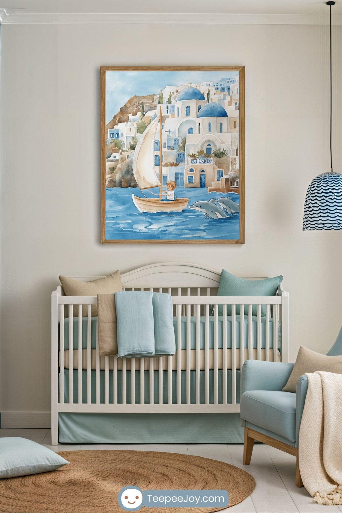 Nautical Greece Travel Poster, Kids Room Adventure - Image 3